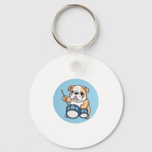 The Drumming Bulldog Beats and Bulldog Grooves Key Ring