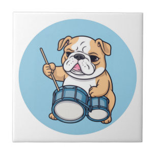 The Drumming Bulldog Beats and Bulldog Grooves Tile