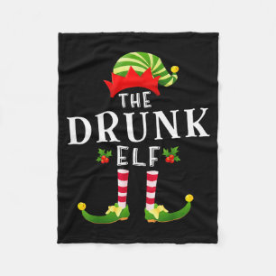 The Drunk Elf Christmas Matching Pajama Fleece Blanket