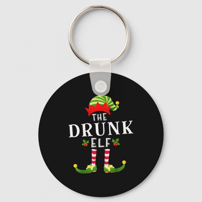The Drunk Elf Christmas Matching Pajama  Key Ring (Front)