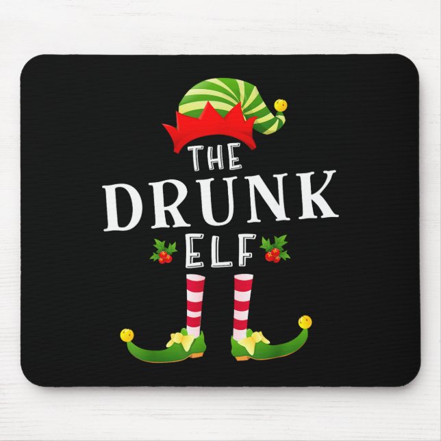 The Drunk Elf Christmas Matching Pajama  Mouse Mat (Front)