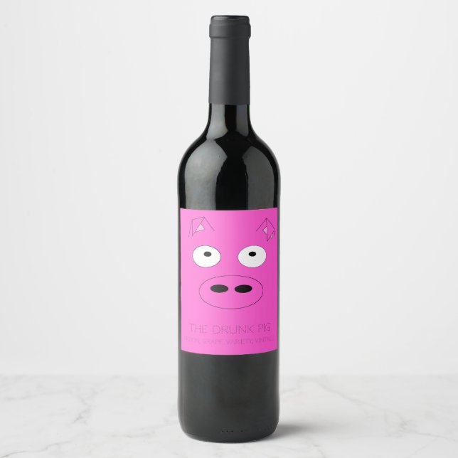 The Drunk Pig, Custom Funny Wine Labels (Front)
