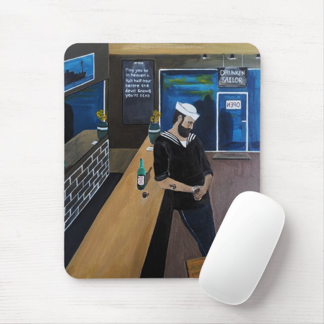 The Drunken Sailor Painting by Alfred Fox Mouse Mat (With Mouse)