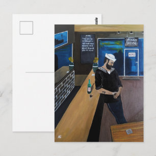 The Drunken Sailor Painting by Alfred Fox Postcard