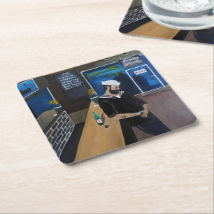 The Drunken Sailor Painting by Alfred Fox Square Paper Coaster