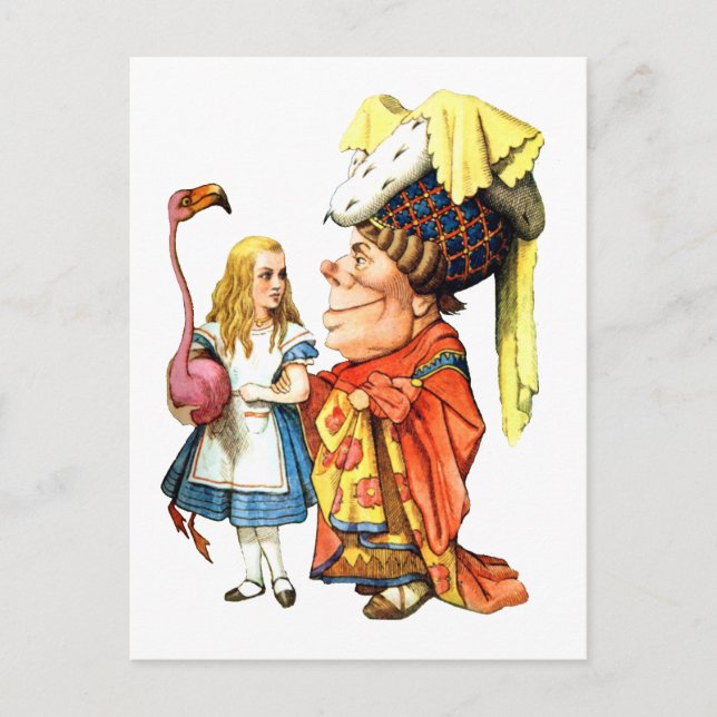THE DUCHESS TEACHES ALICE FLAMINGO CROQUET POSTCARD (Front)