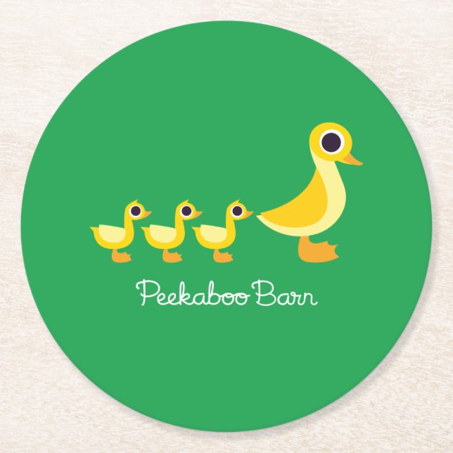 The Duck Family Round Paper Coaster (Front)