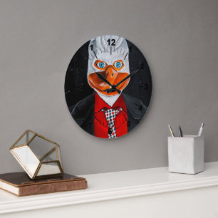 The Duck Painting by Alfred Fox Large Clock