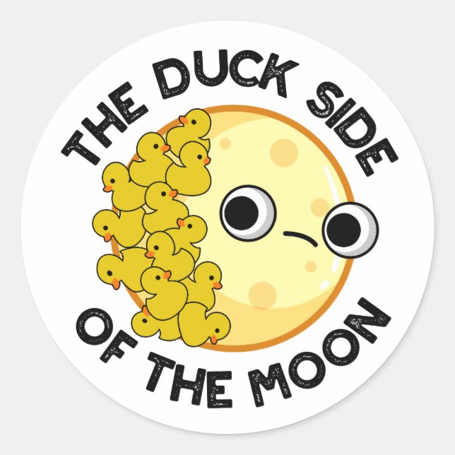 The Duck Side Of The Moon Funny Astronomy Pun  Classic Round Sticker (Front)