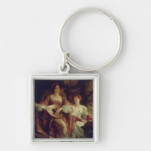 The Duet (oil on canvas) Key Ring