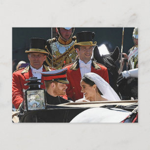 The Duke and Duchess of Sussex carriage close up Postcard