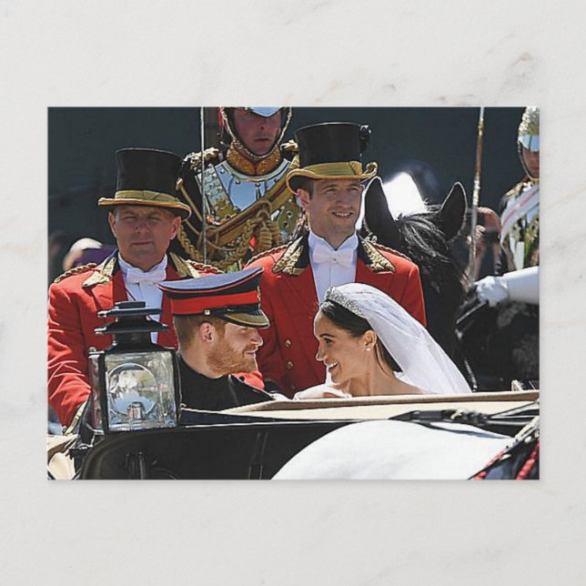 The Duke and Duchess of Sussex carriage close up Postcard (Front)