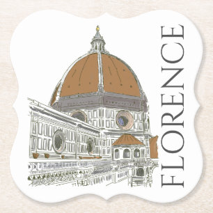 The Duomo Florence Italy Pen and Ink Illustration Paper Coaster