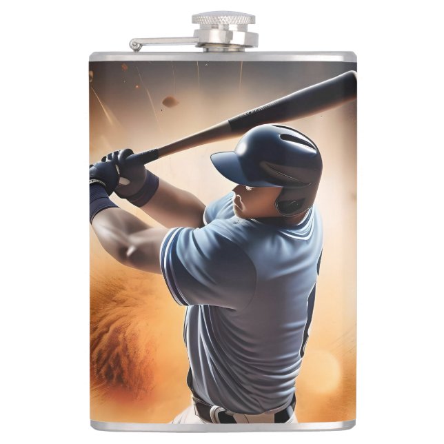 "The Dust-Cloud Showdown: A Pitcher's Fury" Hip Flask (Front)