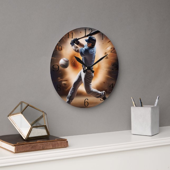 "The Dust-Cloud Showdown: A Pitcher's Fury" Large Clock (Office)