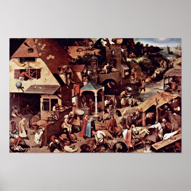 The Dutch Proverbs  By Bruegel D. Ä. Pieter Poster (Front)