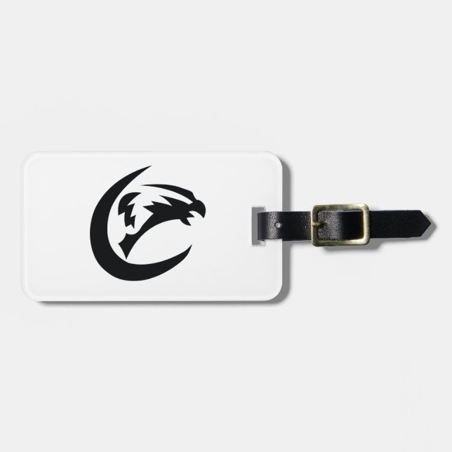 The Eagle Luggage Tag w/ leather strap (Front Horizontal)