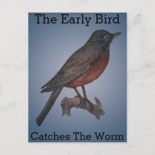 The Early Bird Catches The Worm Postcard