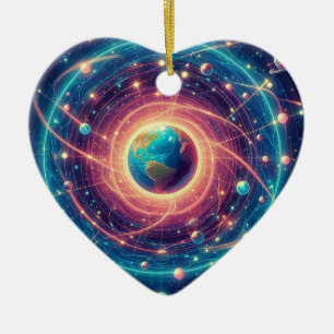 The Earth and It's Aura on a Valentines Day Tree  Ceramic Tree Decoration