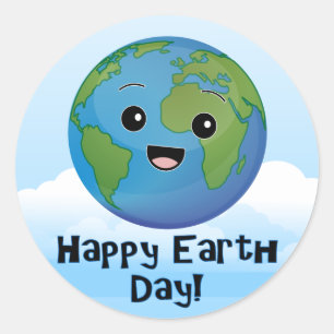 The Earth is Happy Day Classic Round Sticker