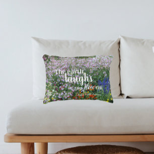 The Earth Laughs in Flowers Quote Floral Decorative Cushion