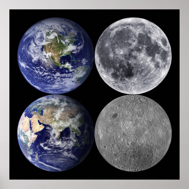 The Earth & Moon From Space Poster (Front)