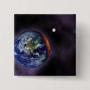 The Earth shown at the outer edges 15 Cm Square Badge