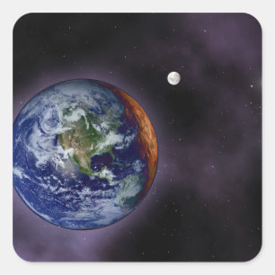 The Earth shown at the outer edges Square Sticker