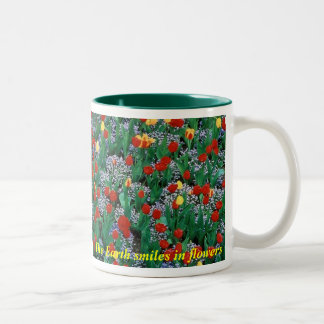 The Earth smiles in flowers - Green by TDGallery Two-Tone Coffee Mug
