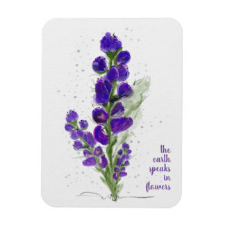 The Earth Speaks in Flowers Purple Painted Flowers Magnet
