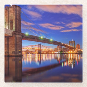 The East River, Brooklyn Bridge, Manhattan Glass Coaster