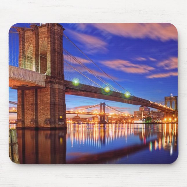 The East River, Brooklyn Bridge, Manhattan Mouse Mat (Front)