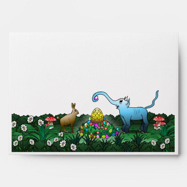 The Easter Bunny collects Easter eggs Envelope (Front)