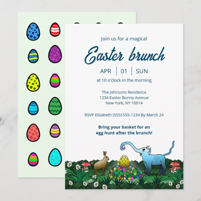 The Easter Bunny collects Easter eggs Invitation (Front/Back)