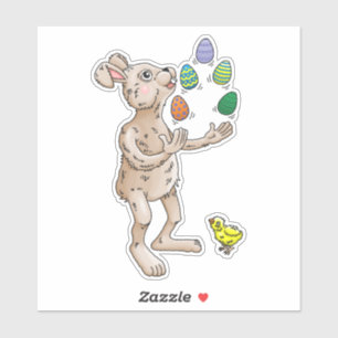 The Easter Bunny juggles with the Easter eggs