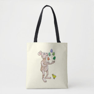 The Easter Bunny juggles with the Easter eggs Tote Bag