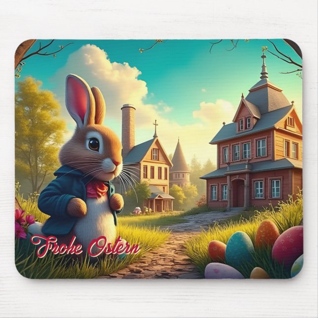 The Easter Bunny on a Secret Mission Mouse Mat (Front)