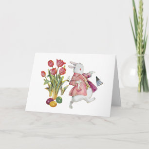 The Easter Bunny Runs Away Holiday Card