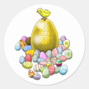 The Easter Chick and the Golden Easter Egg Classic Round Sticker