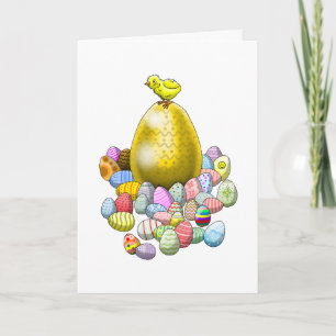 The Easter Chick and the Golden Easter Egg Holiday Card