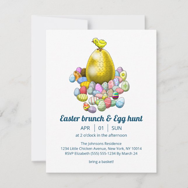 The Easter Chick and the Golden Easter Egg Invitation (Front)