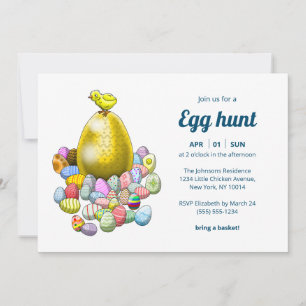 The Easter Chick and the Golden Easter Egg Invitation