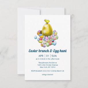 The Easter Chick and the Golden Easter Egg Invitation
