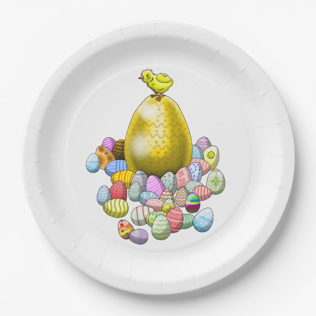 The Easter Chick and the Golden Easter Egg Paper Plate (Front)