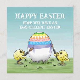 The Easter egg is painted by the chickens Holiday Card