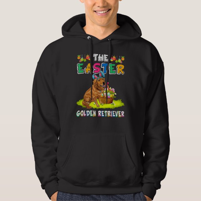 The Easter Golden Retriever Bunny Ears Hoodie (Front)