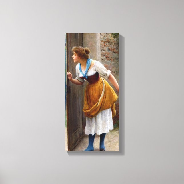 The Eavesdropper (by Eugene de Blaas) Canvas Print (Front)