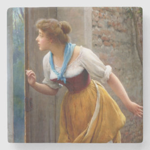 The Eavesdropper (by Eugene de Blaas) Stone Coaster