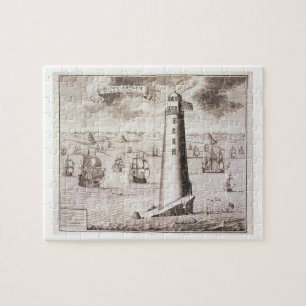 The Eddystone Lighthouse, engraved by Hendrick Hul Jigsaw Puzzle