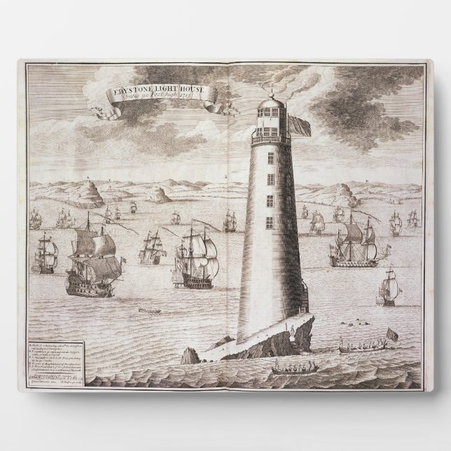 The Eddystone Lighthouse, engraved by Hendrick Hul Plaque (Front)